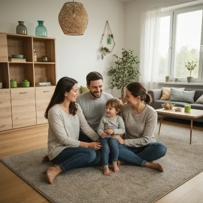 Family enjoying an eco-friendly living space